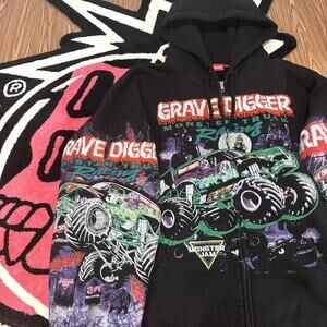 Supreme Monster Jam Grave Digger Zip Up Hood Sweatshirt – Black – S – Brand New